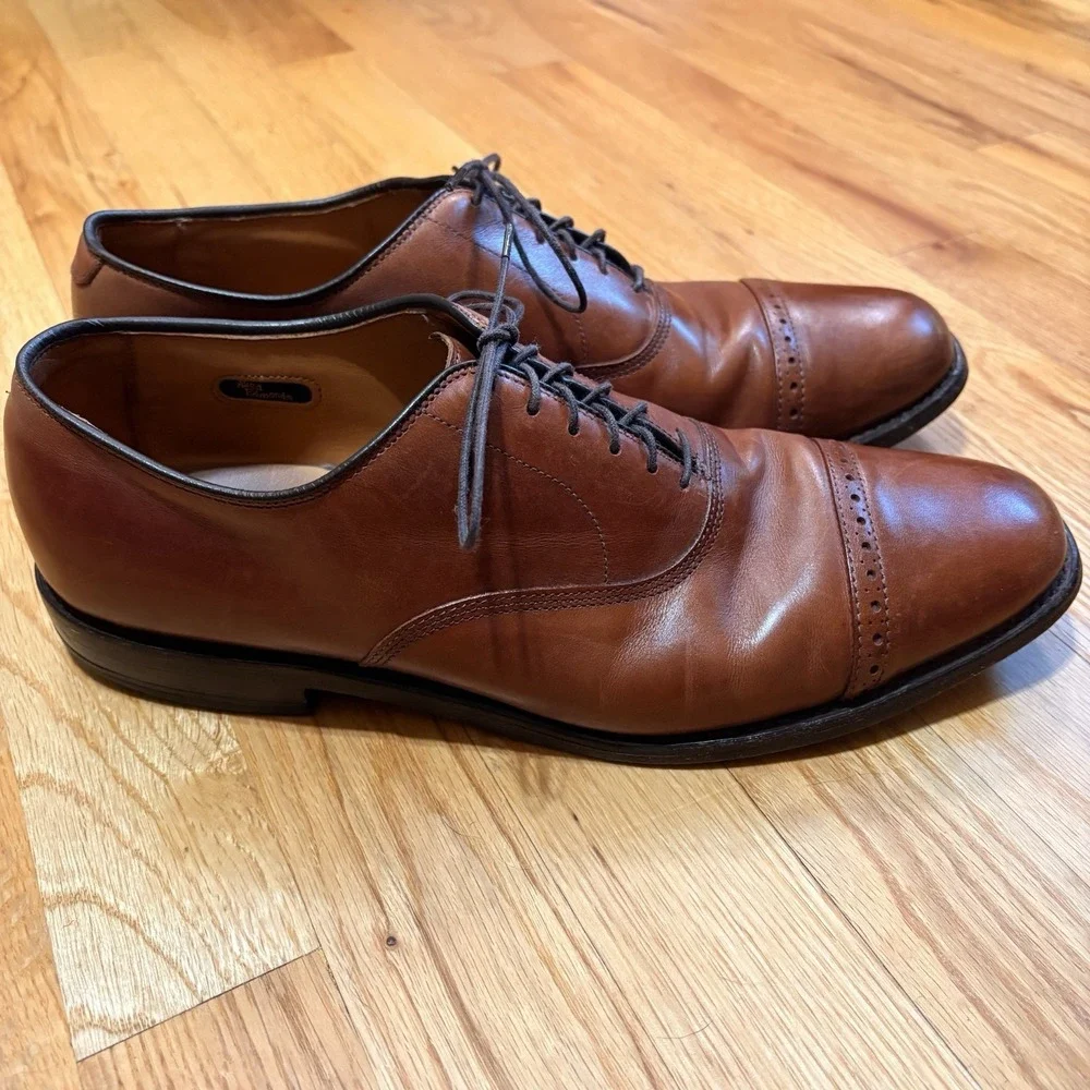 Allen Edmonds Byron Cap Toe Brogue Oxford Mens Size 10 B Brown Leather Shoes